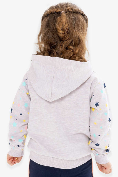 Girls' Cardigan with Printed Sleeves, 1-4 Years Old, Beige Melange - 9