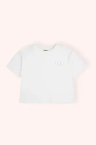 Girl's Children's Bicycle Collar Printed Short Sleeve Top - 1