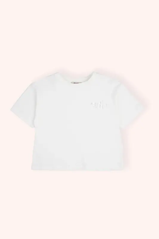 Girl's Children's Bicycle Collar Printed Short Sleeve Top - 1