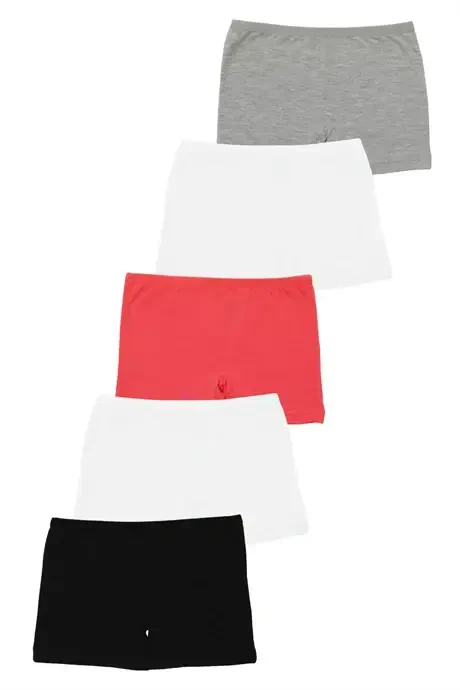 Girls Colorful 5 Pack Lycra Boxer Leggings - BÜYÜKBEDENIZ
