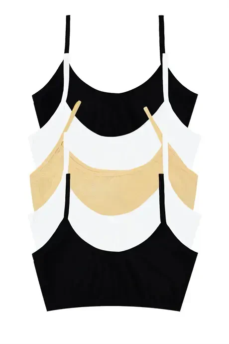 Girl's Colorful 6 Pack Padded Cotton Lycra Half Tank Top Training Bra Young Girl - BÜYÜKBEDENIZ