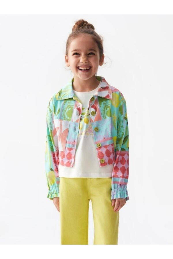 Girls' Colorful Patterned Jacket - 10