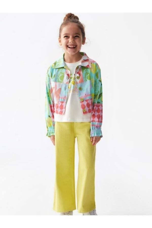 Girls' Colorful Patterned Jacket - 1