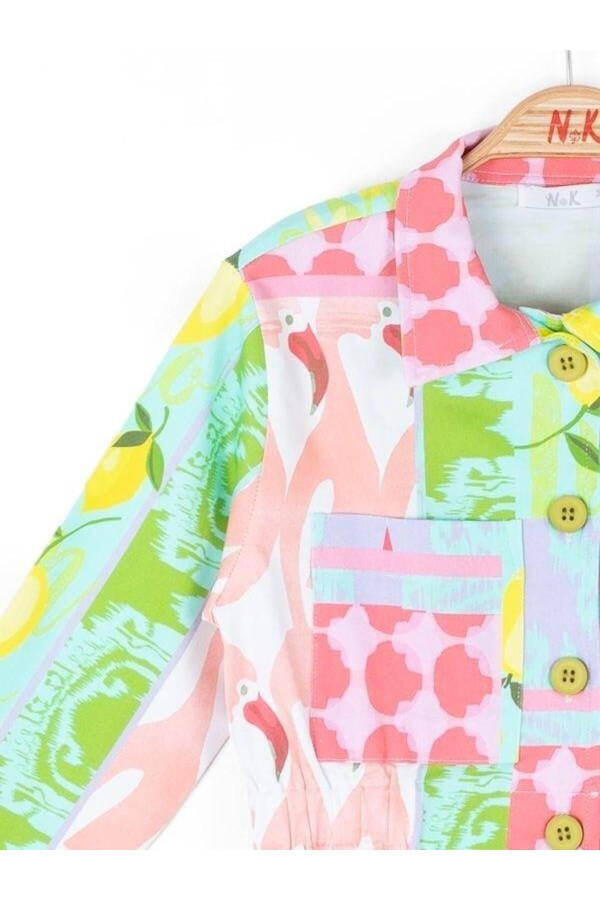 Girls' Colorful Patterned Jacket - 3