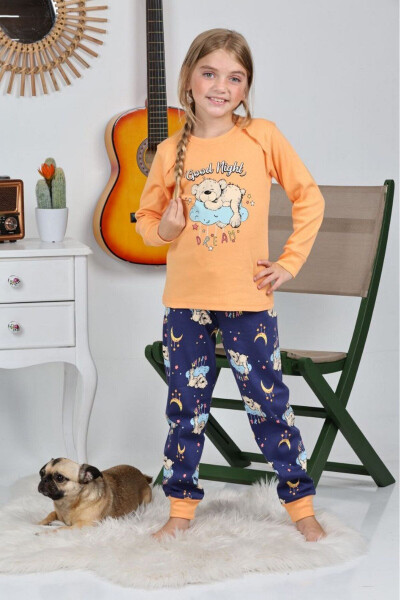 Girls' Cotton Interlock Long Sleeve Pajama Set Orange 6154 - 1