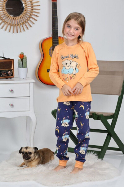 Girls' Cotton Interlock Long Sleeve Pajama Set Orange 6154 - 2