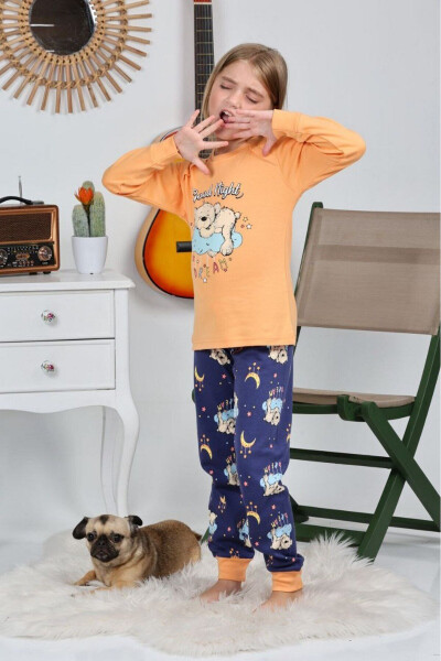 Girls' Cotton Interlock Long Sleeve Pajama Set Orange 6154 - 3