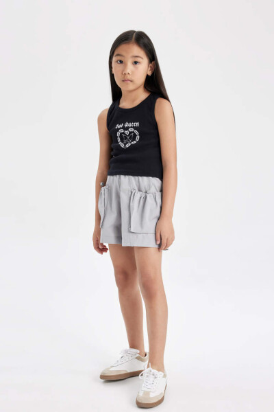 Girls Cotton Shorts with Pockets Light Grey - 1