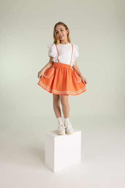 Girls' Cotton Skirt Light Coral - 1