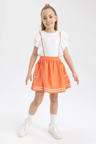 Girls' Cotton Skirt Light Coral - 2