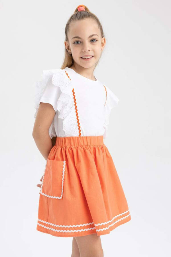 Girls' Cotton Skirt Light Coral - 4