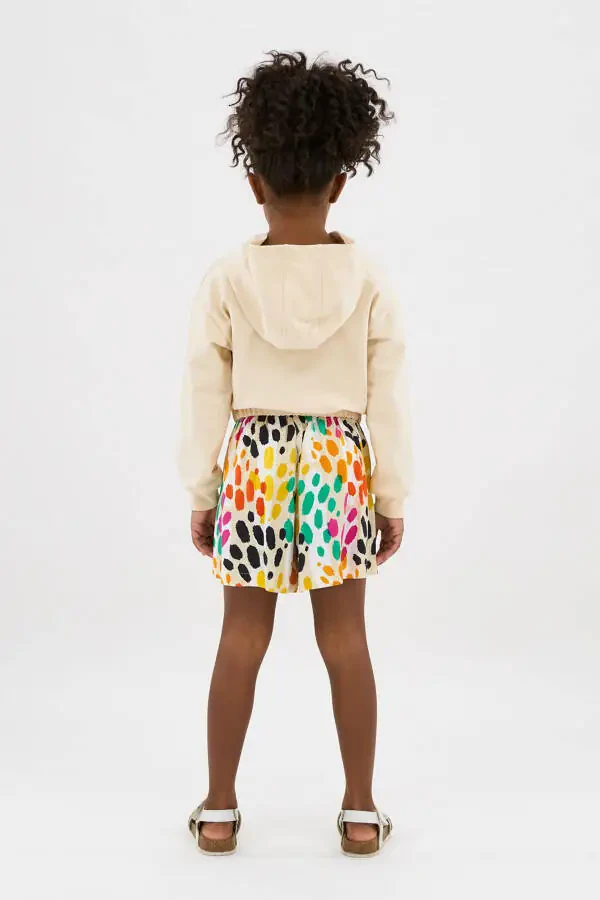 Girls' Crew Neck Detailed Hoodie Beige Sweatshirt - 2