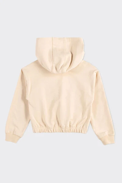Girls' Crew Neck Detailed Hoodie Beige Sweatshirt - 5