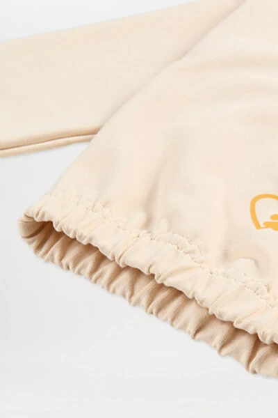 Girls' Crew Neck Detailed Hoodie Beige Sweatshirt - 6