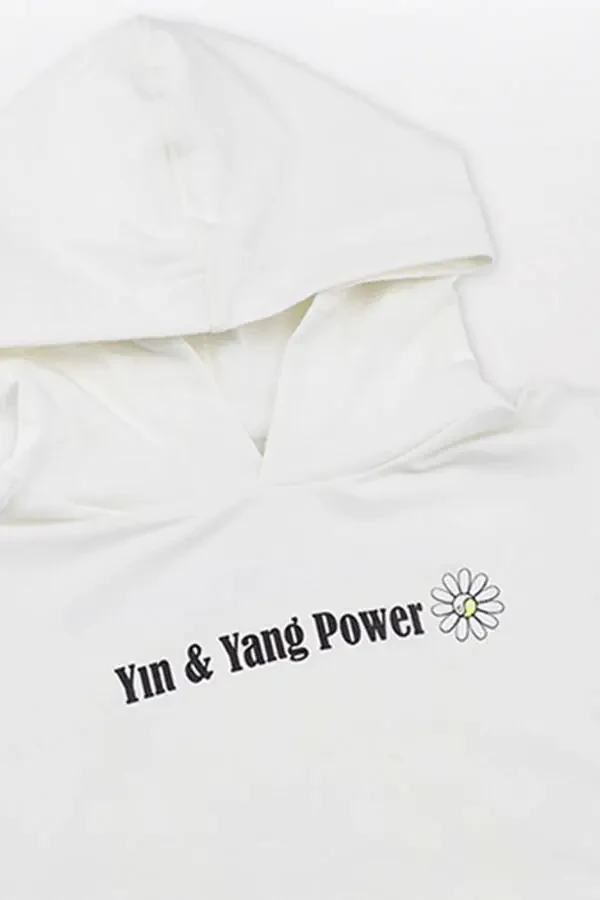 Girls' Crew Neck Detailed Hoodie Ecru Sweatshirt - 5