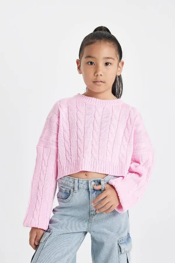 Girls' Crop Crew Neck Sweater C6934A824AU - 1