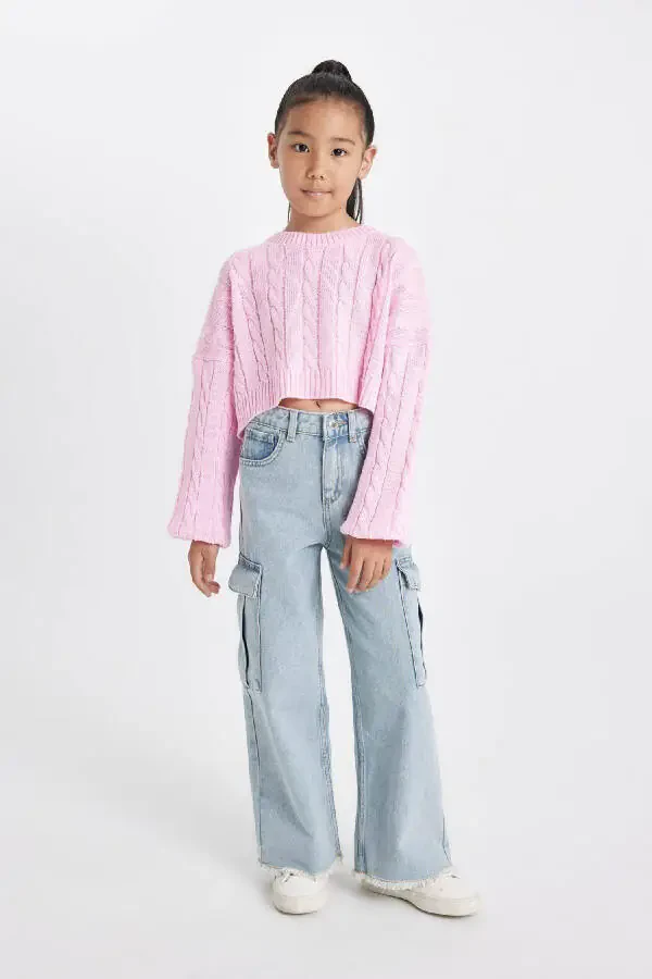 Girls' Crop Crew Neck Sweater C6934A824AU - 2