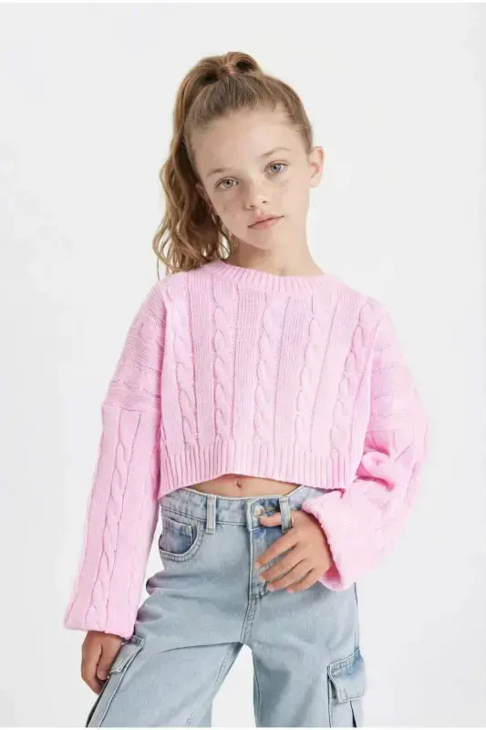 Girls' Crop Crew Neck Sweater C6934A824AU - 1