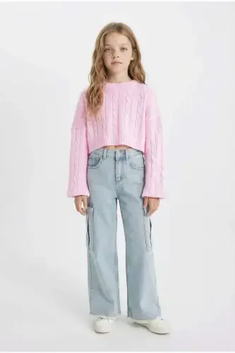 Girls' Crop Crew Neck Sweater C6934A824AU - 2