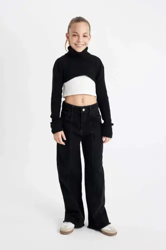 Girls' Crop Fisherman Neck Sweater C9556a824wn - DEFACTO (1)