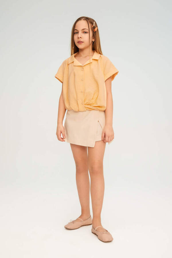 Girls' Crop Short Sleeve Shirt Salmon - 2