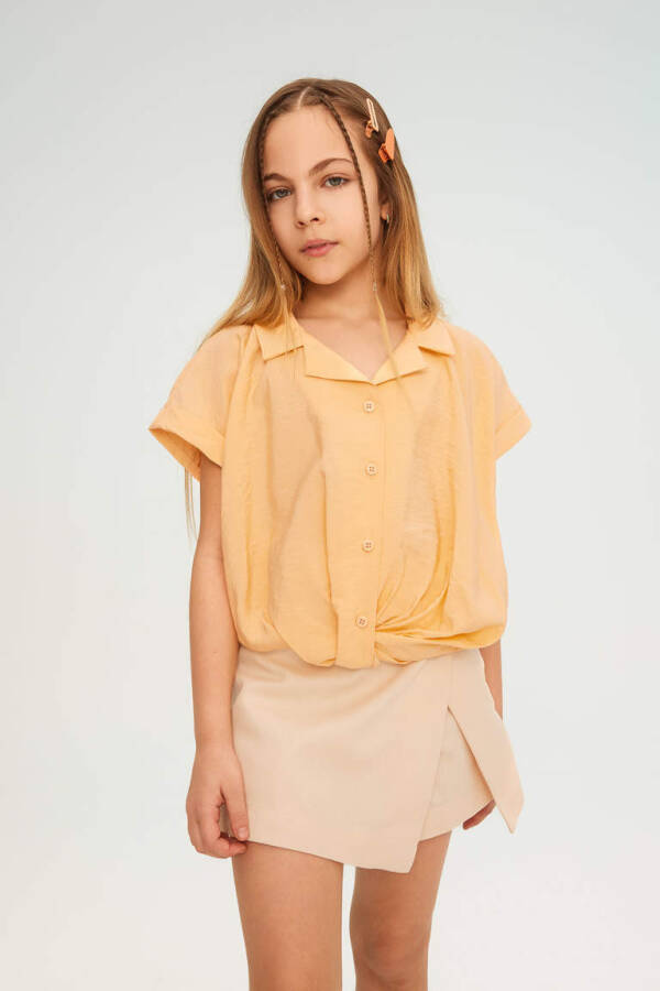 Girls' Crop Short Sleeve Shirt Salmon - 3