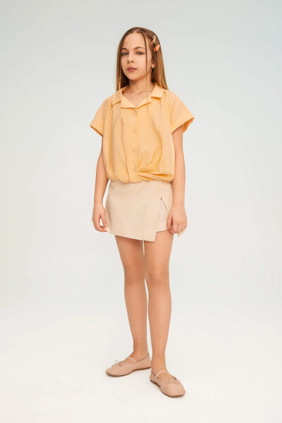 Girls' Crop Short Sleeve Shirt Salmon - 11