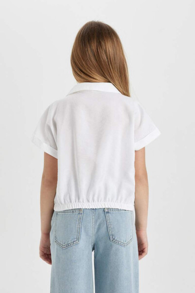 Girls' Crop Short Sleeve Shirt White - 7