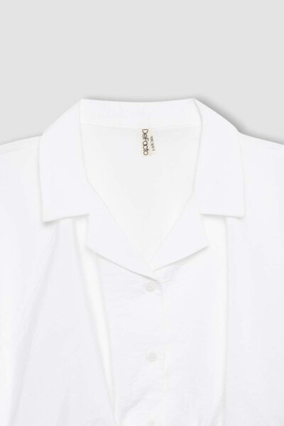 Girls' Crop Short Sleeve Shirt White - 9