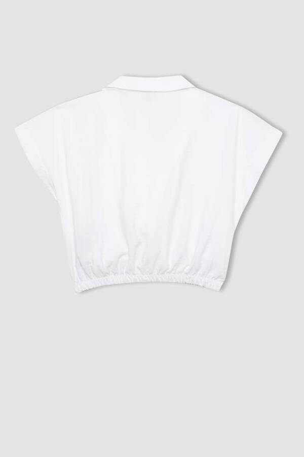 Girls' Crop Short Sleeve Shirt White - 10