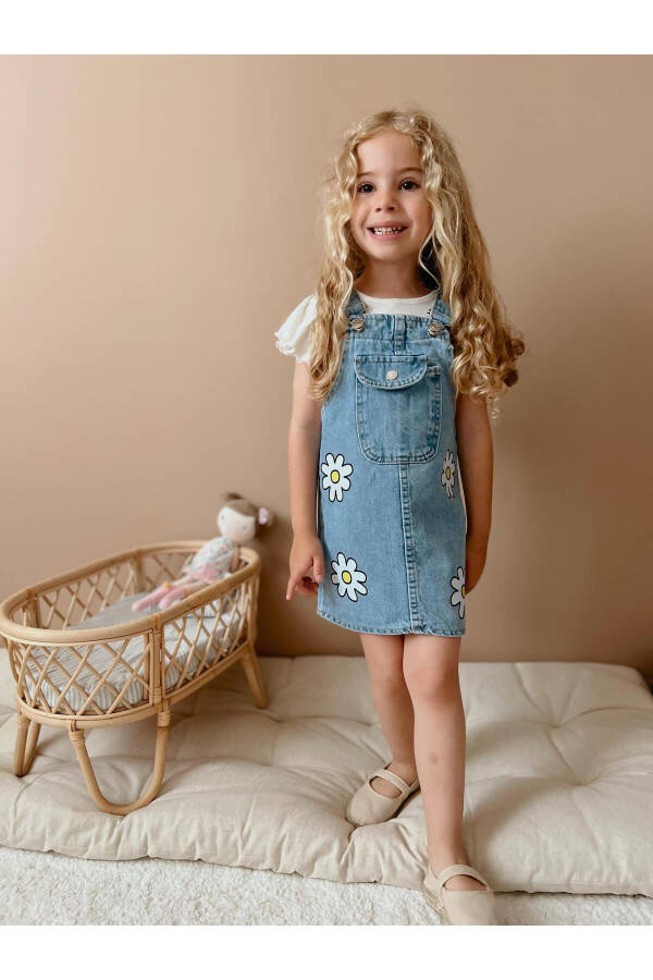 Girls' Daisy Pattern Denim Vest - 1