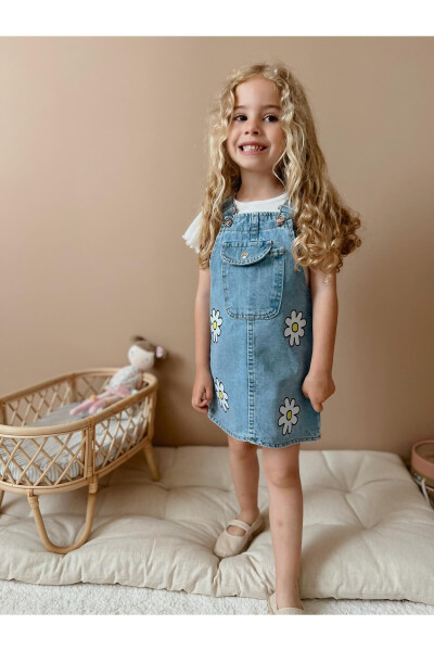 Girls' Daisy Pattern Denim Vest - 2