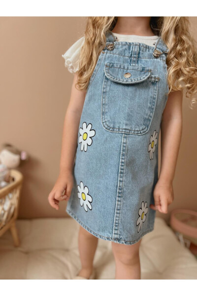 Girls' Daisy Pattern Denim Vest - 3