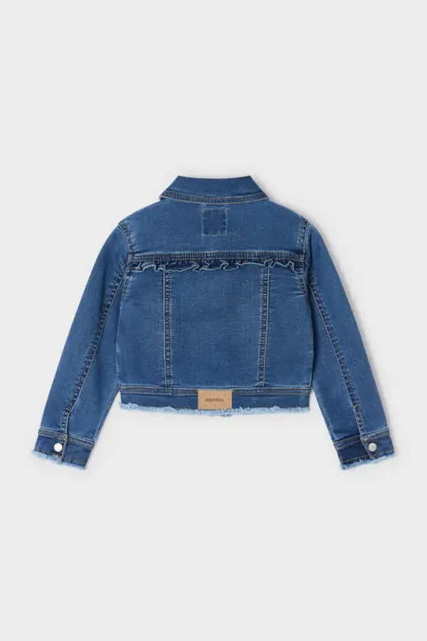 Girls' Denim Jacket with Ruffles, Blue, Ages 2-9 - 5