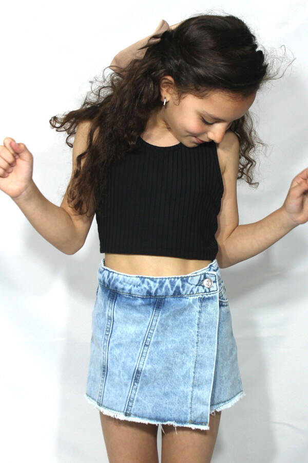 Girls Denim Shorts Skirt - 5