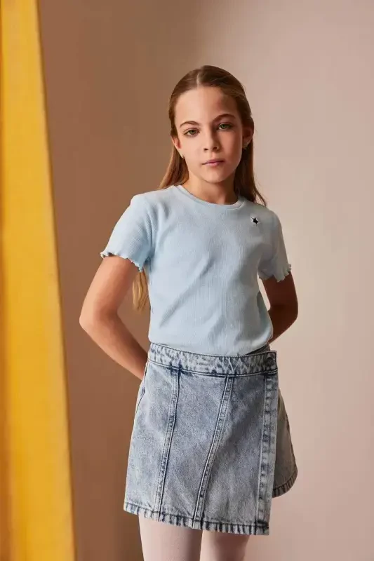 Girls Denim Shorts Skirt B5035a824sm - 3