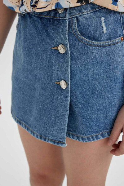 Girls' Denim Shorts Skirt Mint Blue - 6