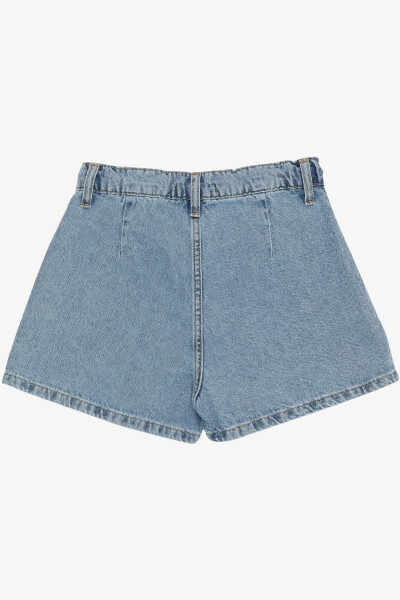 Girls' Denim Shorts Skirt Pleated Tassel 5-9 Years, Blue - 16