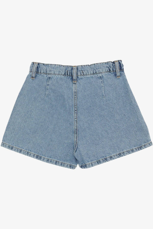 Girls' Denim Shorts Skirt Pleated Tassel 5-9 Years, Blue - 12