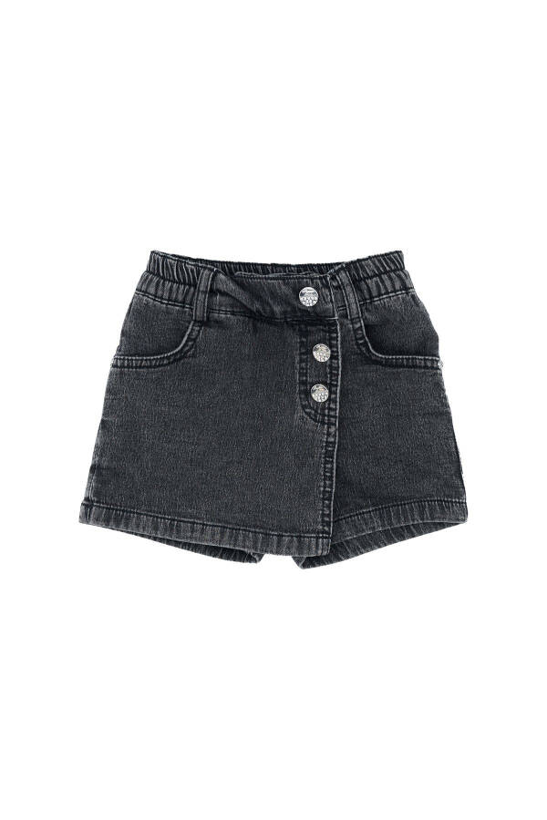 Girls Denim Shorts Skirt with Decorative Buttons - 29