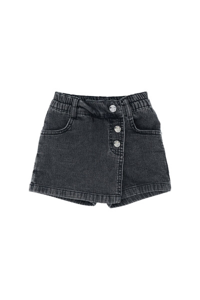 Girls Denim Shorts Skirt with Decorative Buttons - 21