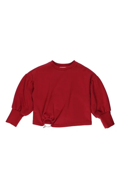 Girl's Detailed Red Sweatshirt with Accessories - 1