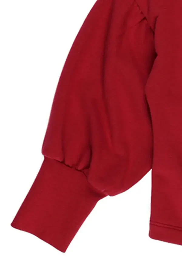 Girl's Detailed Red Sweatshirt with Accessories - 3