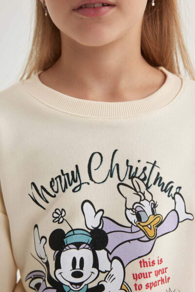 Girl's Disney Mickey Mouse &Friends Crew Neck Sweatshirt Ecru - 5