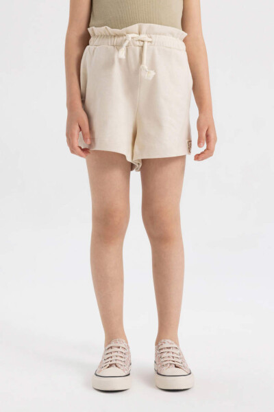 Girls' Drawstring Waist Shorts Light Beige - 4