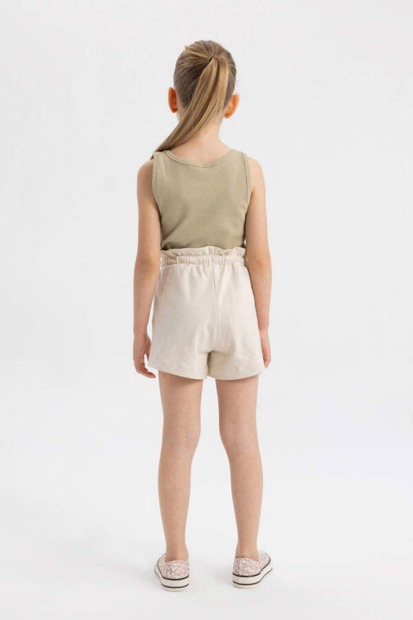 Girls' Drawstring Waist Shorts Light Beige - 6