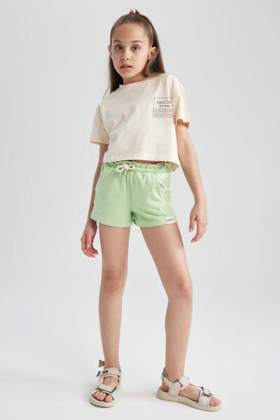 Girls' Drawstring Waist Shorts Light Green - 3