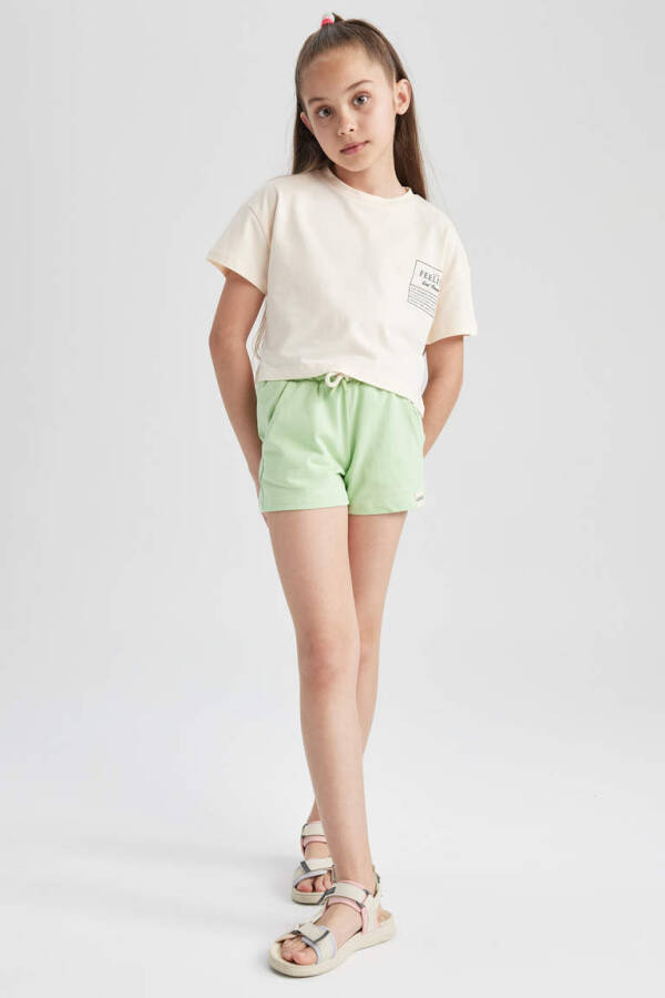 Girls' Drawstring Waist Shorts Light Green - 4