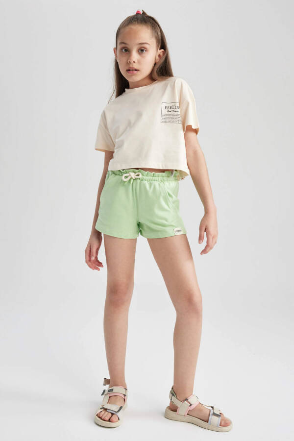 Girls' Drawstring Waist Shorts Light Green - 11