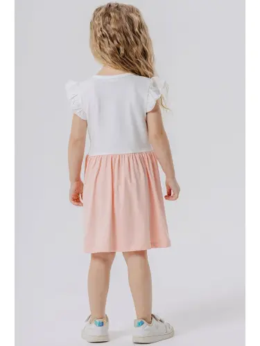 Girl's Dress with Pockets, Glittery Kitten Print, Ecru (1.5-4 Years Old)-Ecru - 3